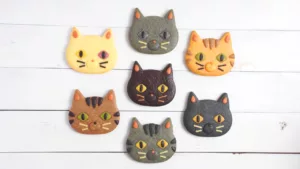 ネコクッキー7種　白猫、黒猫、アメショ、茶トラ、キジトラ、ロシアンブルー、シャルトリュー