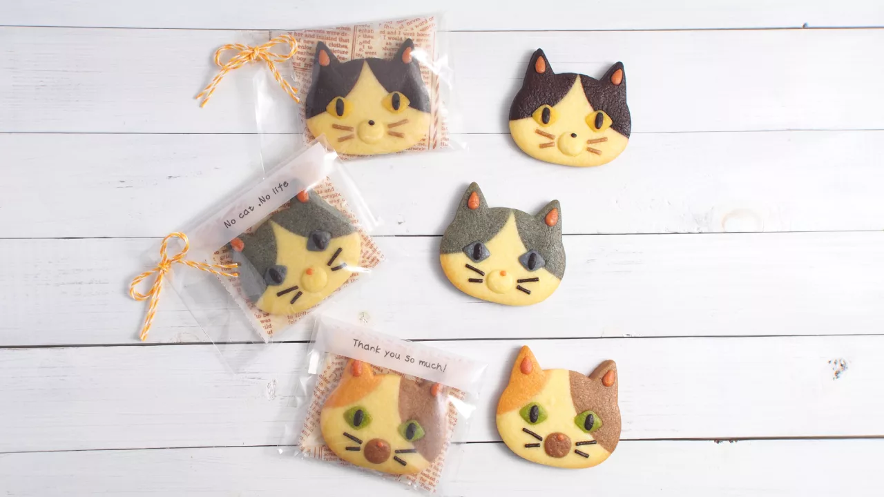 ネコクッキー　ハチワレ猫　三毛猫